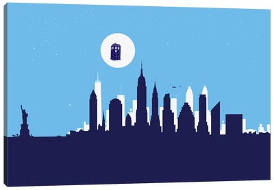 New York Police Flying Cabin Canvas Art Print - SKYWORLDPROJECT