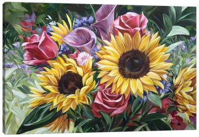 Sunflower Dreaming Canvas Art Print - Self-Taught Women Artists