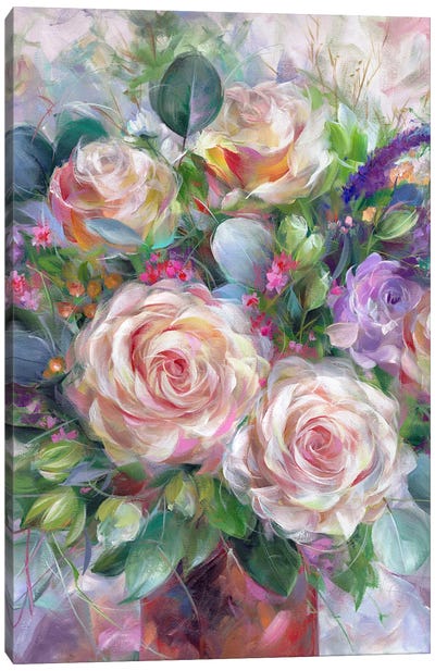 Blushing Roses Canvas Art Print - Alissa Kari