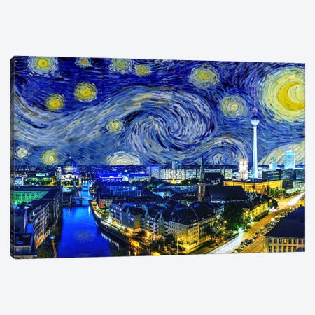 Berlin, Germany Starry Night Skyline Canvas Print #SKY101} by 5by5collective Canvas Print