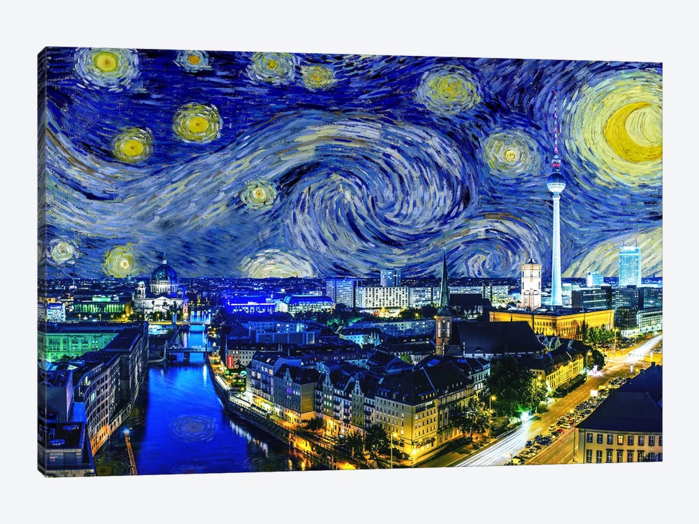 Berlin, Germany Starry Night Skyline by 5by5collective 1-piece Canvas Art