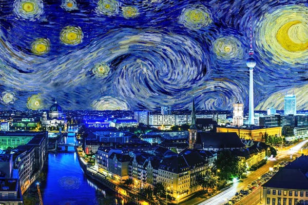 5by5collective: Berlin, Germany Starry Night Skyline by 5by5collective
