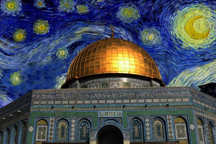 Jerusalem Starry Night Skyline by 5by5collective wall art