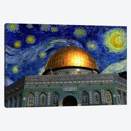Jerusalem Starry Night Skyline Canvas Print #SKY106} by 5by5collective Canvas Wall Art