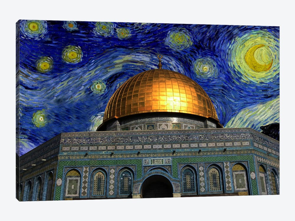 Jerusalem Starry Night Skyline by 5by5collective 1-piece Canvas Art Print