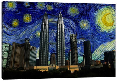 Kuala Lumpur, Malaysia Starry Night Skyline Canvas Art Print - Malaysia