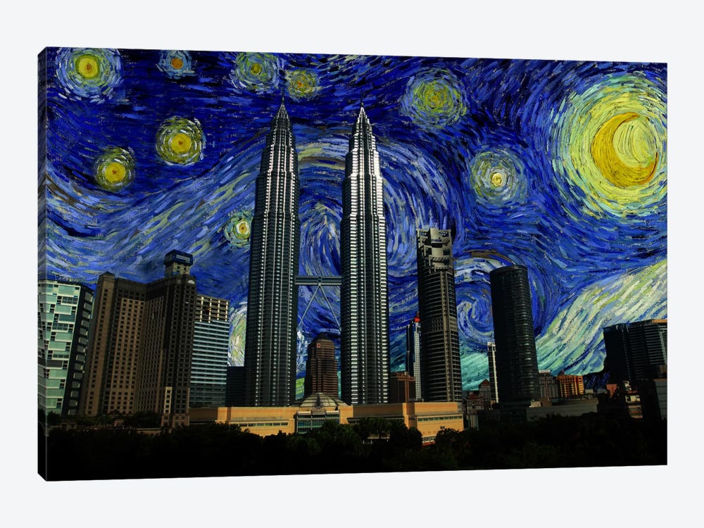 Kuala Lumpur, Malaysia Starry Night Skyline by 5by5collective 1-piece Canvas Wall Art