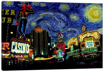 Las Vegas, Nevada Starry Night Skyline Canvas Art Print - Gambling