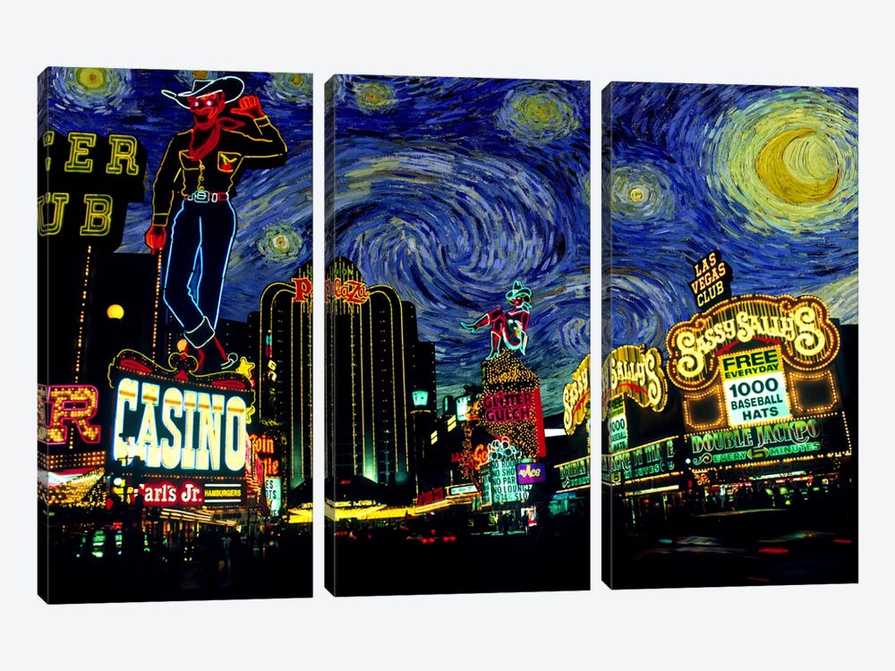 Las Vegas, Nevada Starry Night Skyline by 5by5collective 3-piece Canvas Print