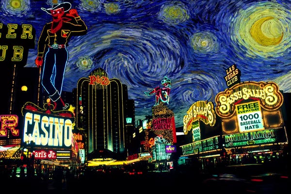 Nevada: Las Vegas, Nevada Starry Night Skyline by 5by5collective