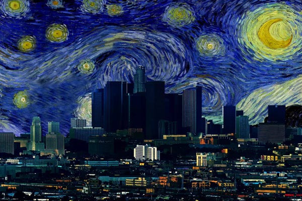 5by5collective: Los Angeles, California Starry Night Skyline by 5by5collective