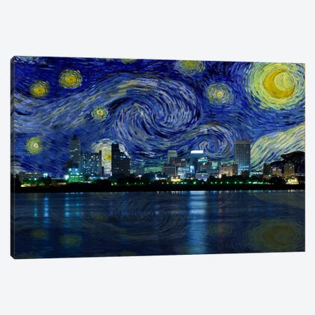 Memphis, Tennessee Starry Night Skyline Canvas Print #SKY111} by 5by5collective Canvas Art