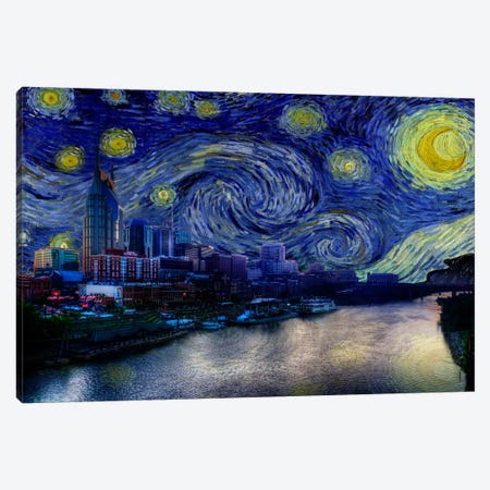 Nashville, Tennessee Starry Night Skyline Canvas Print #SKY115} by 5by5collective Art Print