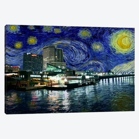 New Orleans, Louisiana Starry Night Skyline Canvas Print #SKY116} by 5by5collective Canvas Art Print