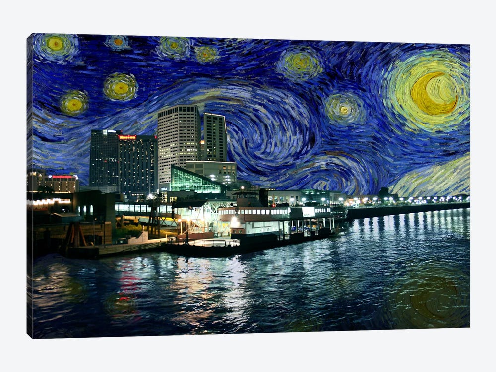New Orleans, Louisiana Starry Night Skyline by 5by5collective 1-piece Canvas Artwork
