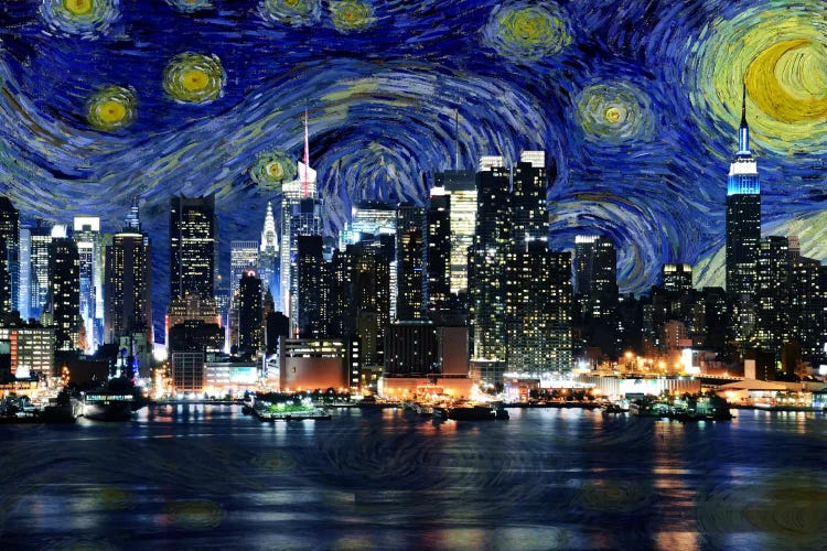 New York City, New York Starry Night Skyline