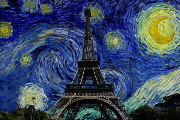 All Things Van Gogh: Paris, France Starry Night Skyline by 5by5collective