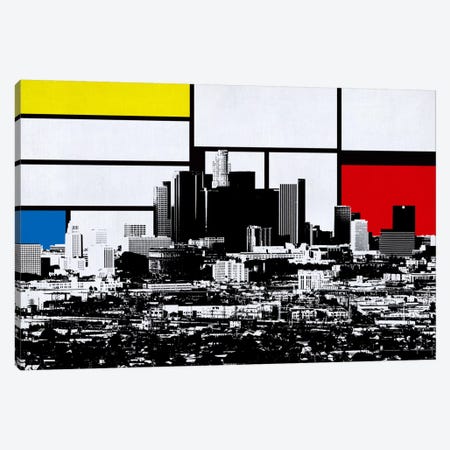 Los Angeles, California Skyline with Primary Colors Background Canvas Print #SKY11} by Unknown Artist Canvas Artwork