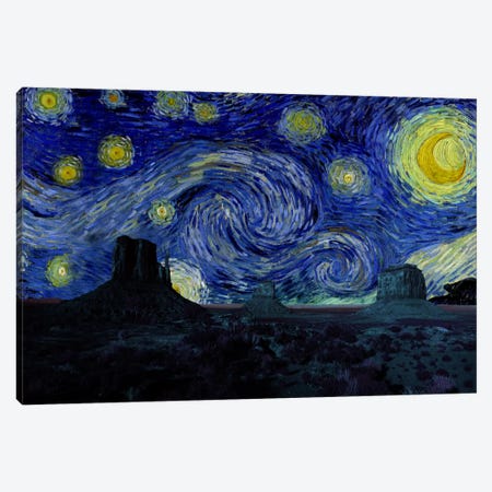 Phoenix, Arizona Mountain Starry Night Skyline Canvas Print #SKY120} by 5by5collective Art Print