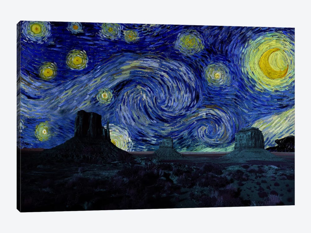Phoenix, Arizona Mountain Starry Night Skyline by 5by5collective 1-piece Canvas Art Print