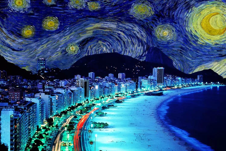 Rio de Janeiro, Brazil Starry Night Skyline