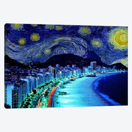 Rio de Janeiro, Brazil Starry Night Skyline Canvas Print #SKY122} by 5by5collective Art Print