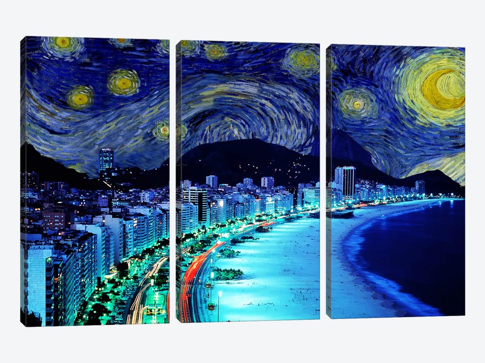 Rio de Janeiro, Brazil Starry Night Skyline by 5by5collective 3-piece Art Print