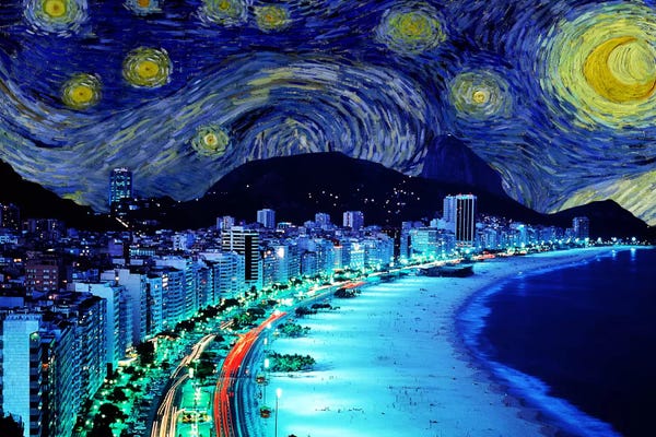 5by5collective: Rio de Janeiro, Brazil Starry Night Skyline by 5by5collective