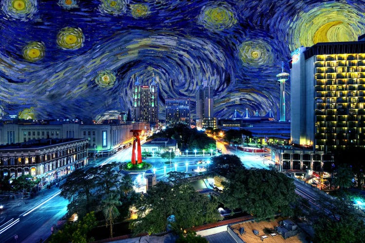 San Antonio, Texas Starry Night Skyline