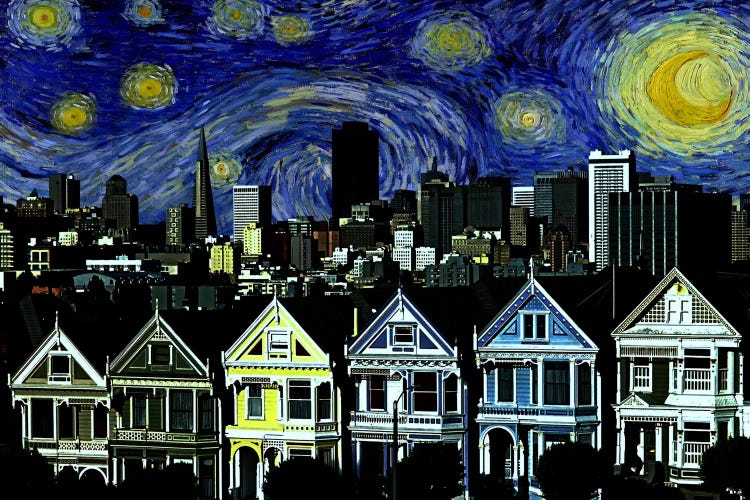 San Francisco, California Starry Night Skyline