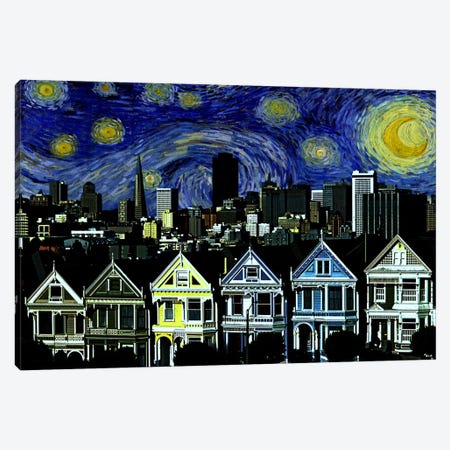 San Francisco, California Starry Night Skyline Canvas Print #SKY126} by 5by5collective Canvas Art