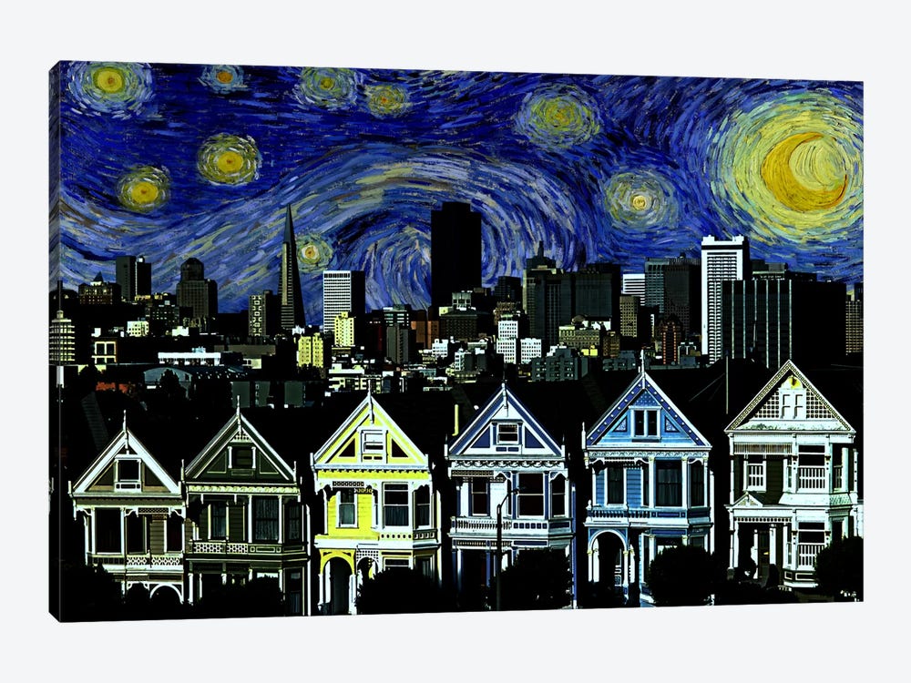 San Francisco, California Starry Night Skyline by 5by5collective 1-piece Art Print