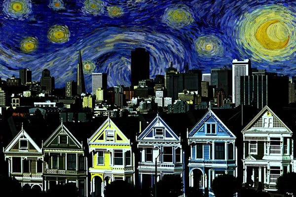 Starry Night Collection: San Francisco, California Starry Night Skyline by 5by5collective