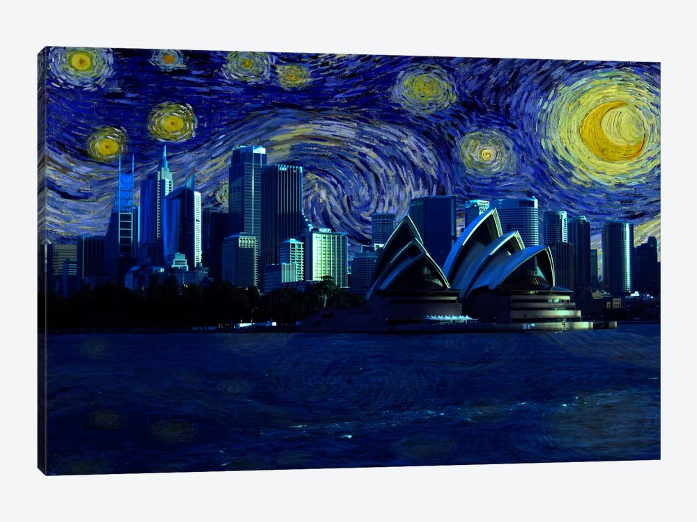 Sydney, Australia Starry Night Skyline by 5by5collective 1-piece Canvas Artwork