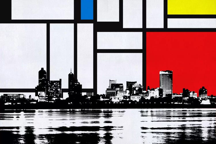 Memphis, Tennessee Skyline with Primary Colors Background