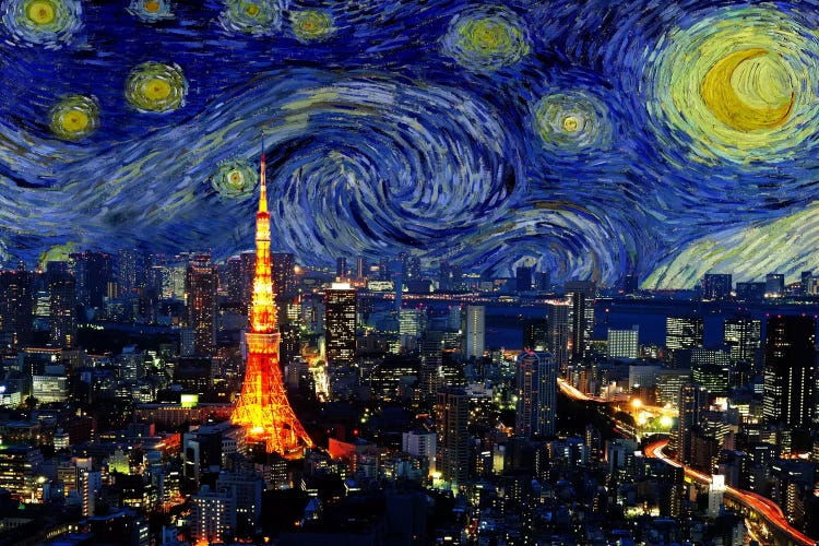 Tokyo, Japan Starry Night Skyline