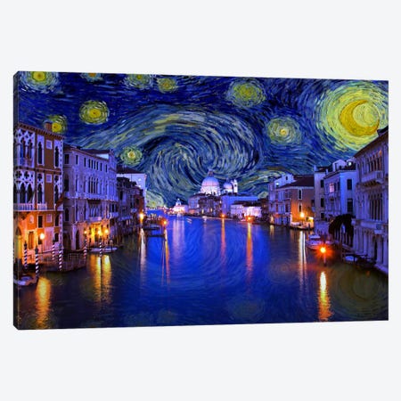 Venice, Italy Starry Night Skyline Canvas Print #SKY131} by 5by5collective Canvas Art
