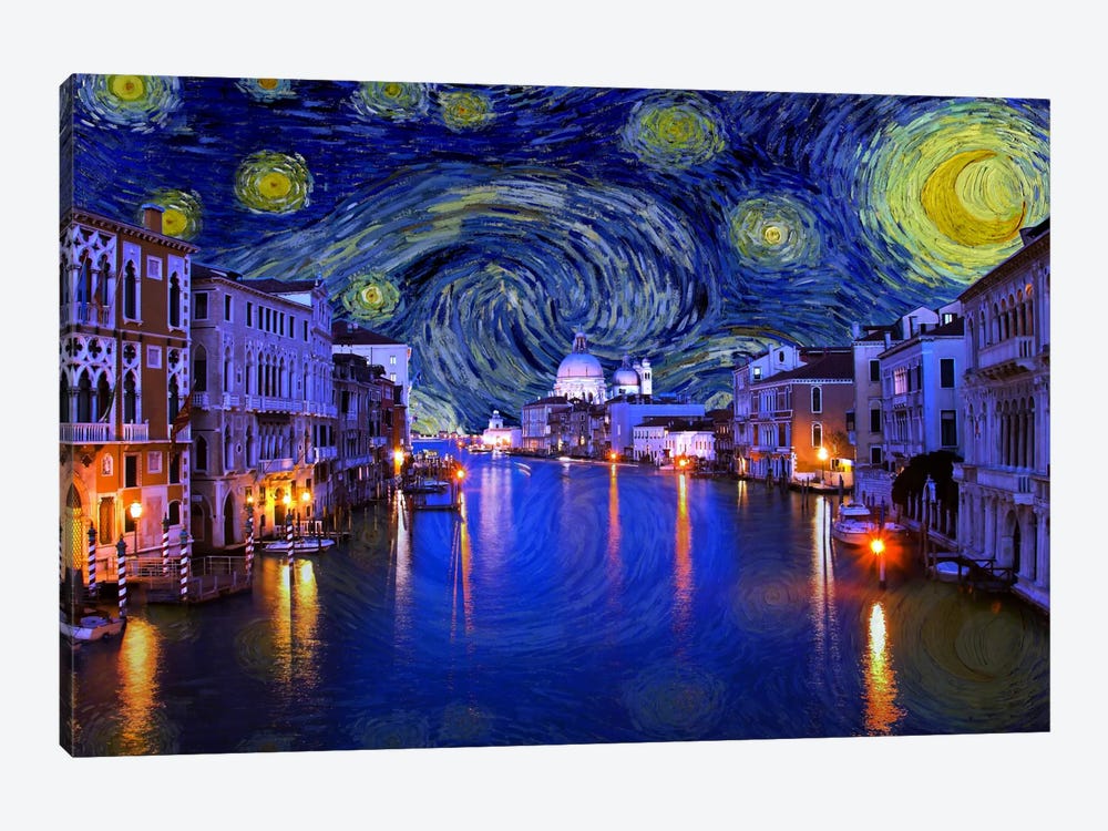 Venice, Italy Starry Night Skyline by 5by5collective 1-piece Canvas Art Print