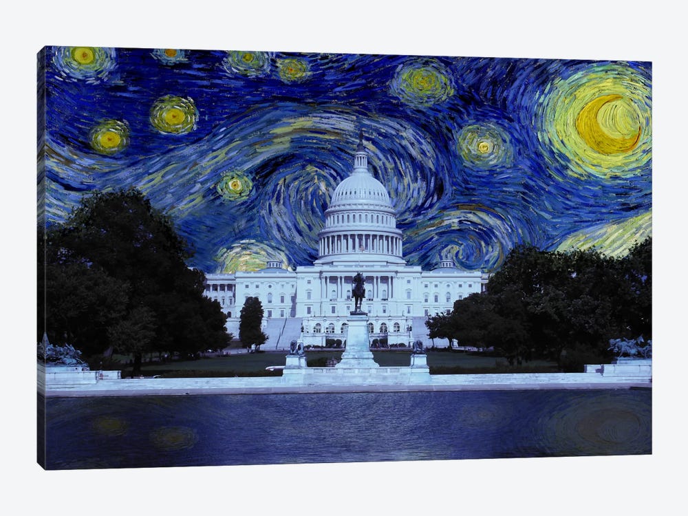 Washington, D.C. Starry Night Skyline by 5by5collective 1-piece Canvas Artwork