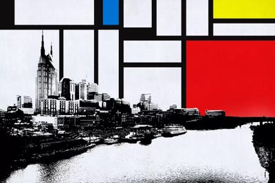 Nashville, Tennessee Skyline with Primary Colors Background by Unknown Artist canvas print