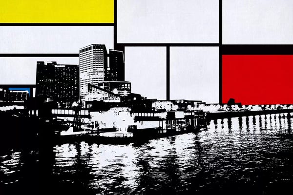 Louisiana: New Orleans, Louisiana Skyline with Primary Colors Background by Unknown Artist