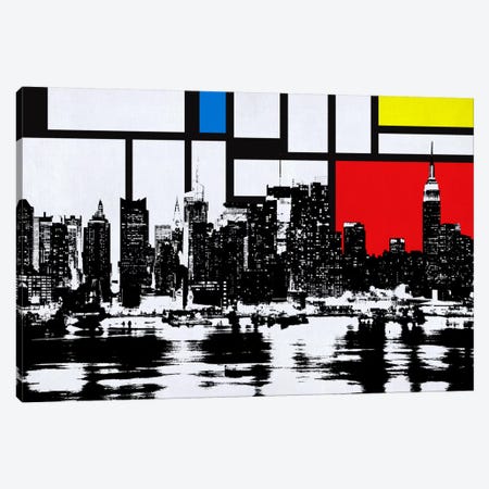 New York Skyline with Primary Colors Background Canvas Print #SKY18} by Unknown Artist Canvas Art