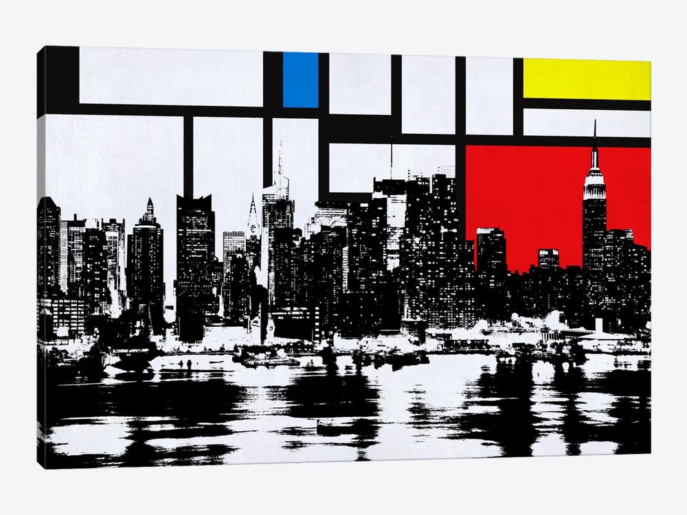 New York Skyline with Primary Colors Background by Unknown Artist 1-piece Canvas Art Print