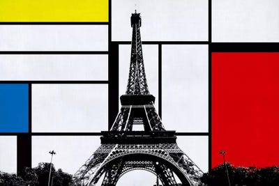 Paris, France Skyline with Primary Colors Background by Unknown Artist canvas print