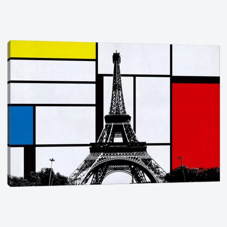 Paris, France Skyline with Primary Colors Background Canvas Print #SKY19} by Unknown Artist Canvas Wall Art