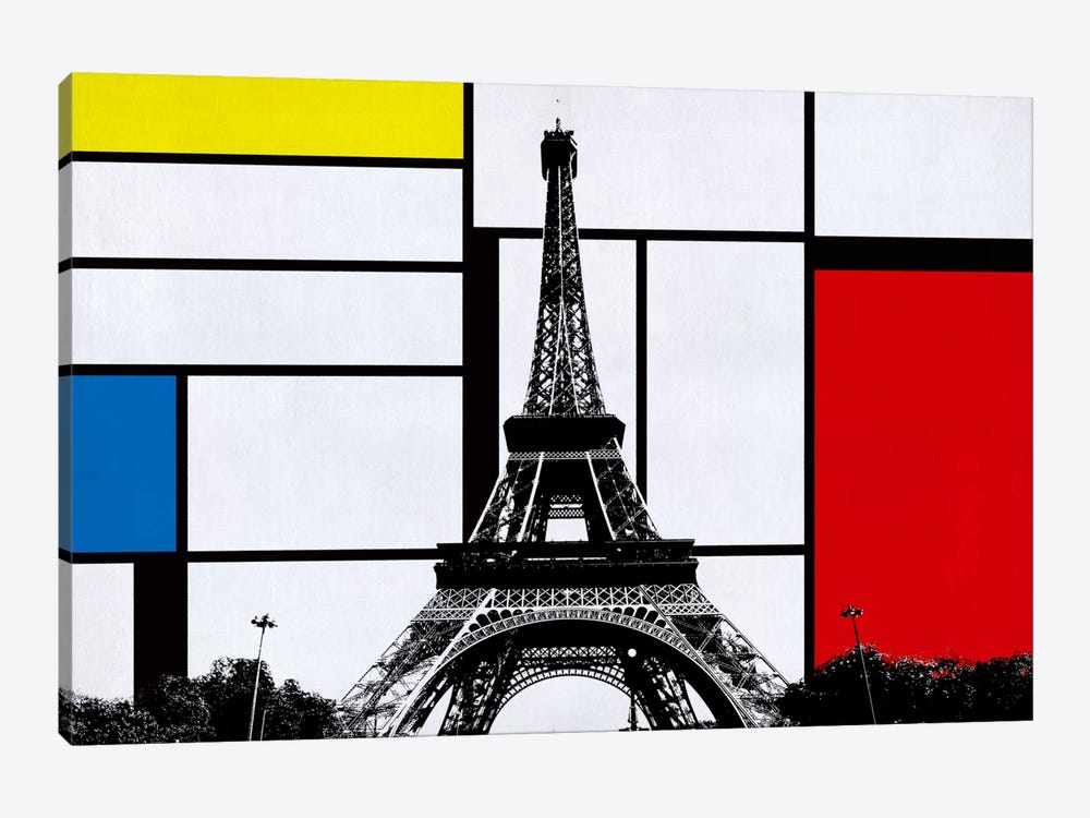 Paris, France Skyline with Primary Colors Background by Unknown Artist 1-piece Canvas Wall Art