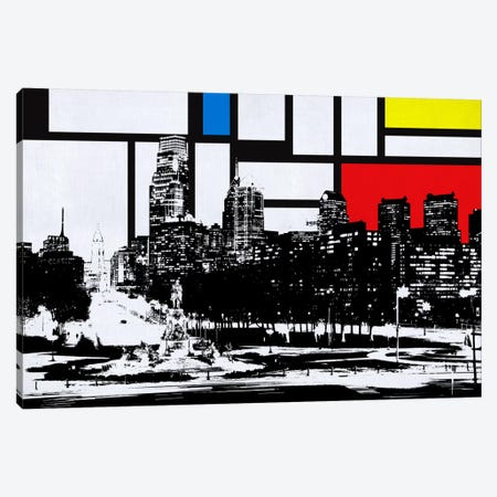 Philadelphia, Pennsylvania Skyline with Primary Colors Background Canvas Print #SKY20} by Unknown Artist Canvas Print