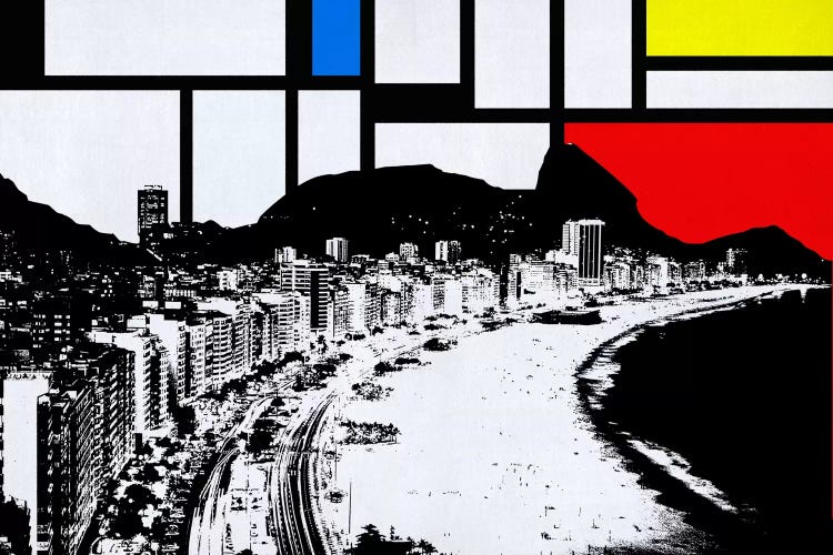 Rio de Janeiro, Brazil Skyline with Primary Colors Background