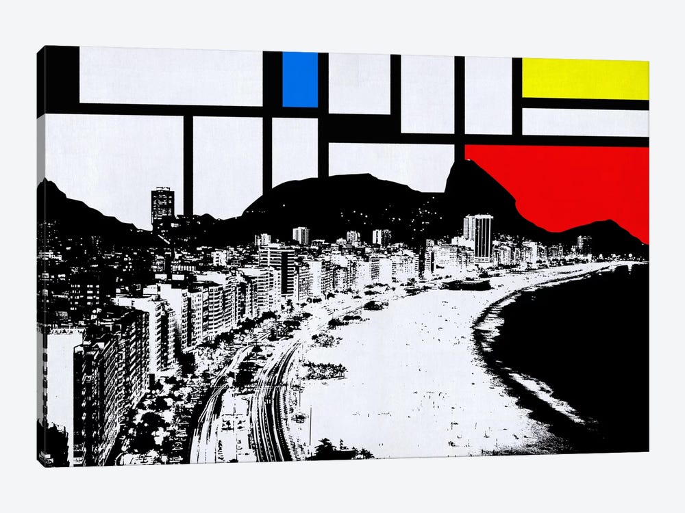Rio de Janeiro, Brazil Skyline with Primary Colors Background 1-piece Canvas Art Print