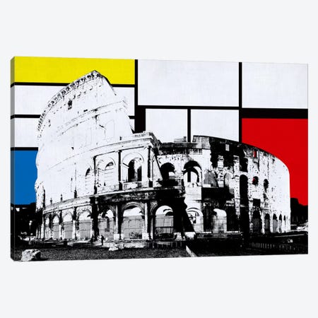 Rome, Italy Colosseum Skyline with Primary Colors Background Canvas Print #SKY24} by Unknown Artist Canvas Art
